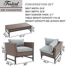 Festival Depot Patio 7 Pieces Outdoor Conversation Sets Furniture Sectional Corner Sofa, All-Weather Brown Manual Weaving Wicker Chairs with Side Coffee Table, Soft Back Seating Couch Cushions (Grey)