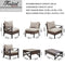 Festival Depot 8 Pcs Patio Outdoor Furniture Conversation Set Sectional Sofa with All-Weather Brown PE Rattan Wicker Back Chair, Coffee Side Table and Soft Thick Removable Couch Cushions