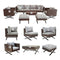 Festival Depot 9pcs Outdoor Furniture Patio Conversation Set Sectional Corner Sofa Chairs with X Shaped Metal Leg All Weather Brown Rattan Wicker Ottoman Coffee Table with Grey Seat Back Cushions