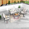 Festival Depot 4 Pcs Patio Bistro Sets Outdoor Arbitrary Combination Conversation Furniture with 1 Loveseat 2 Dining Armchairs and 1 Coffee Table for Bar Indoor Home Garden Pool Porch (Beige)