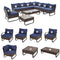 Festival Depot 10 Pcs Patio Conversation Sets Outdoor Furniture Sectional Corner Sofa with All-Weather PE Rattan Wicker Chair Coffee Table and Thick Soft Removable Couch Cushions (Blue)