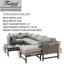 Festival Depot 7 Pieces Patio Outdoor Furniture Conversation Sets Sectional Corner Sofa with Wicker Chairs, Ottoman, Coffee Table and Comfy Thick Seat Cushions(Grey)