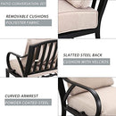 Festival Depot 9 Pieces Patio Conversation Set Sectional Sofa Armchair with Thick Cushions and Side Coffee Table All Weather Metal Outdoor Furniture for Deck Garden, Beige
