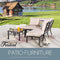Festival Depot 6 Pieces Patio Conversation Set Sectional Metal Corner Chair Ottoman with Side Table and Thick Cushions All Weather Outdoor Furniture for Deck Garden, Beige
