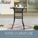 Festival Depot 40" Bar Height Outdoor Patio Bistro Table Metal Square Side Table Tempered Glass Top All Weather (31.5"x 31.5"x 41.2"H)