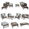 Festival Depot 10 Pieces Patio Conversation Set Outdoor Furniture Combination Sectional Sofa Loveseat All-Weather Woven Wicker Metal Armchairs with Seating Back Cushions Side Coffee Table Ottoman,Gray