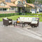 Festival Depot 7 Pcs Patio Conversation Set Outdoor Furniture Combination Sectional Sofa All-Weather PE Wicker Metal Armchairs with Seating Back Cushions Side Coffee Table (Beige)