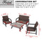 Festival Depot 4Pcs Patio Conversation Set, PE Wicker Bistro Set, All-Weather Outdoor Furniture, with 1 Loveseat 2 Armchair and 1 DPC Coffee Table for Backyard Porch Lawn Deck Garden