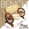 Festival Depot Wooden Wagon Wheel Bench Rustic Armrest Chair 2-Person Outdoor Patio Furniture Loveseat with Backrest, Slatted Seat for Garden Country Yard, Burnt-Finished