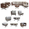 Festival Depot 10Pc Outdoor Furniture Patio Conversation Set Sectional Corner Sofa Chairs with X Shaped Metal Leg All Weather Brown Rattan Wicker Ottoman Side Coffee Table with Grey Seat Back Cushions