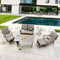 Festival Depot 6pcs Patio Conversation Set Metal Armchair All Weather Wicker Loveseat Rattan Ottoman with Grey Thick Cushions and Coffee Table Outdoor Furniture for Deck Poolside