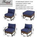 Festival Depot 4 Pieces Patio Dining Furniture Outdoor Armchair Combination Conversation Set All-Weather Ottoman with U Shaped Steel Leg for Porch Lawn Garden Balcony Pool Backyard, Brown