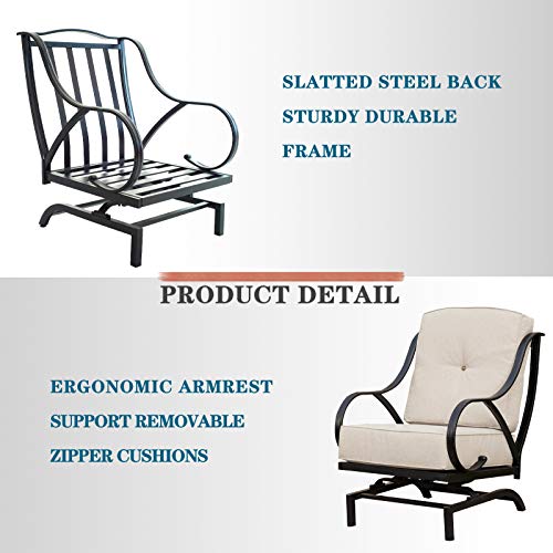 Festival Depot Patio Conversation Set Outdoor Furniture 50,000 BTU 42 Inch Propane Fire Pit Table Gas and Armrest Chair with Thick & Soft Cushions for Garden, Deck, Pool, Backyard