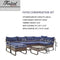 Festival Depot 7 Pieces Patio Outdoor Furniture Conversation Sets Chairs Sectional Corner Sofa, All-Weather Wicker Back Chair with Coffee Square Table and Thick Soft Removable Couch Cushions (Blue)