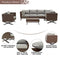 Festival Depot 7pcs Outdoor Furniture Patio Conversation Set Sectional Corner Sofa Chairs with X Shaped Metal Leg All Weather Brown Rattan Wicker Rectangle Coffee Table with Grey Seat Back Cushions