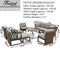 Festival Depot 10Pc Outdoor Furniture Patio Conversation Set Sectional Corner Sofa Chairs All Weather Wicker Ottoman Metal Frame Slatted Coffee Table with Thick Grey Seat Back Cushions Without Pillows