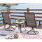 Festival Depot 3 PC Bistro Outdoor Patio Dining 360¡Swivel Chairs Set Furniture Rockers Armrest Chair Square Metal Steel Frame Coffee Table for Deck Garden Pool