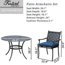 Festival Depot 5 Piece Patio Dining Set Metal Chairs with Seat Cushions and Round Iron Table with Umbrella Hole All Weather Outdoor Furniture for Bistro Deck Garden