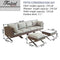 Festival Depot 6pcs Outdoor Furniture Patio Conversation Set Sectional Corner Sofa Chairs with X Shaped Metal Leg All Weather Brown Rattan Wicker Ottoman Side Coffee Table with Grey Seat Back Cushions