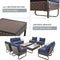 Festival Depot 10 Pcs Patio Conversation Sets Outdoor Furniture Sectional Sofa Loveseat with All-Weather PE Rattan Wicker Armchair,Coffee Table and Soft Removable Couch Cushions (Blue)