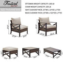 Festival Depot 8 Pcs Patio Outdoor Furniture Conversation Set Sectional Corner Sofa with All-Weather Brown PE Rattan Wicker Back Chair, Ottoman, Coffee Side Table and Removable Couch Cushions