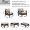 Festival Depot 8 Pcs Patio Outdoor Furniture Conversation Set Sectional Corner Sofa with All-Weather Brown PE Rattan Wicker Back Chair, Ottoman, Coffee Side Table and Removable Couch Cushions