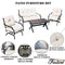 Festival Depot 3-Piece Outdoor Patio Armrest Chairs Set Garden Bistro Square Metal Table and Seating Set with Thick Cushions