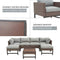 Festival Depot 7 Pieces Patio Outdoor Furniture Conversation Sets Sectional Corner Sofa with Wicker Chairs, Ottoman, Coffee Table and Seating Thick Soft Cushion(Grey)