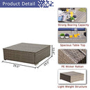 Festival Depot 6pcs Patio Furniture Set Outdoor Sectional PE Wicker Sofa Set Rattan Conversation Set with Coffee Table Ottoman and Washable Seat Cushions Blue and Grey
