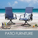 Festival Depot 3 PC Bistro Outdoor Patio Dining 360¡Swivel Chairs Set Furniture Rockers Armrest Chair Square Metal Steel Frame Coffee Table for Deck Garden Pool