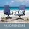 Festival Depot 3 PC Bistro Outdoor Patio Dining 360¡Swivel Chairs Set Furniture Rockers Armrest Chair Square Metal Steel Frame Coffee Table for Deck Garden Pool