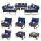 Festival Depot 12 Pcs Patio Conversation Sets Outdoor Furniture Sectional Sofa with All-Weather PE Rattan Wicker Chair,Loveseat Coffee Table and Thick Soft Removable Couch Cushions(Blue)