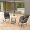 Festival Depot 3 Pieces Patio Furniture Outdoor Bistro Set Iron Desktop Wood Grain Circle Coffee Side Table Slatted Steel Frame