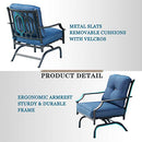 Festival Depot 3-Piece Outdoor Patio Armrest Chairs Set Garden Bistro Square Metal Table and Seating Set with Thick Cushions