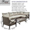 Festival Depot 7 Pcs Patio Outdoor Furniture Conversation Set Sectional Corner Sofa with All-Weather Brown Wicker Back Chair, Coffee Side Table, Ottoman and Soft Thick Removable Couch Cushions
