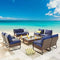 Festival Depot 10 Pcs Patio Conversation Sets Outdoor Furniture Sectional Sofa Loveseat with All-Weather PE Rattan Wicker Armchair,Coffee Table and Soft Removable Couch Cushions (Blue)