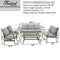 Festival Depot 6Pcs Outdoor Furniture Patio Conversation Set All Weather Black Metal Armchairs Loveseat with Seat and Back Cushions, 3-Seating Chair, Rectangle Coffee Table for Deck Lawn Garden