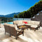 Festival Depot 10 Pcs Patio Outdoor Furniture Conversation Set Sectional Corner Sofa with All-Weather Brown PE Rattan Wicker Back Chair, Ottoman, Coffee Table and Thick Removable Couch Cushions