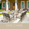 Festival Depot 6Pcs Outdoor Furniture Patio Conversation Set All Weather Black Metal Armchairs Loveseat with Seat and Back Cushions, 3-Seating Chair, Rectangle Coffee Table for Deck Lawn Garden