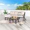 Festival Depot 5 Pieces Patio Conversation Set Sectional Chair Ottoman with Thick Cushions and Side Coffee Table All Weather Metal Outdoor Furniture for Deck Garden, Beige