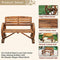 Festival Depot Wooden Wagon Wheel Bench Rustic Armrest Chair 2-Person Outdoor Patio Furniture Loveseat with Backrest, Slatted Seat for Garden Country Yard, Burnt-Finished