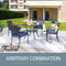 Festival Depot 5 Piece Patio Dining Set Metal Chairs with Seat Cushions and Round Iron Table with Umbrella Hole All Weather Outdoor Furniture for Bistro Deck Garden
