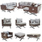 Festival Depot 11 pcs Outdoor Furniture Patio Conversation Set Sectional Corner Sofa Chairs with X Shaped Metal Leg All Weather Brown Rattan Wicker Rectangle Coffee Table with Grey Seat Back Cushions
