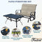Festival Depot 2pcs Outdoor Furniture Patio Conversation Set Metal Coffee Table Loveseat Armchairs Glider with Textilene Fabric Without Pillows for Lawn Beach Backyard Pool, Beige
