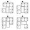 Festival Depot 7pcs Outdoor Furniture Patio Conversation Set Sectional Corner Sofa Chairs with X Shaped Metal Leg All Weather Brown Rattan Wicker Rectangle Coffee Table with Grey Seat Back Cushions