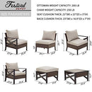 Festival Depot 12 Pcs Patio Outdoor Furniture Conversation Set Sectional Sofa with All-Weather Brown PE Rattan Wicker Back Chair, Ottoman, Coffee Table and Soft Thick Removable Couch Cushions