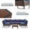 Festival Depot 7 Pieces Patio Outdoor Furniture Conversation Sets Sectional Corner Sofa with All-Weather PE Rattan Wicker Back Chair, Coffee Side Table and Soft Removable Couch Cushions (Blue)