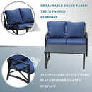 Festival Depot 2pcs Outdoor Furniture Patio Conversation Set Metal Coffee Table Loveseat Armchairs with Seat and Back Cushions Without Pillows for Lawn Beach Backyard Pool, Khaki