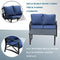 Festival Depot 2pcs Outdoor Furniture Patio Conversation Set Metal Coffee Table Loveseat Armchairs with Seat and Back Cushions Without Pillows for Lawn Beach Backyard Pool, Khaki