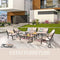 Festival Depot 10pcs Patio Conversation Set Sectional Metal Chairs with Cushions and Coffee Tables Outdoor All Weather Furniture for Garden Backyard, Beige
